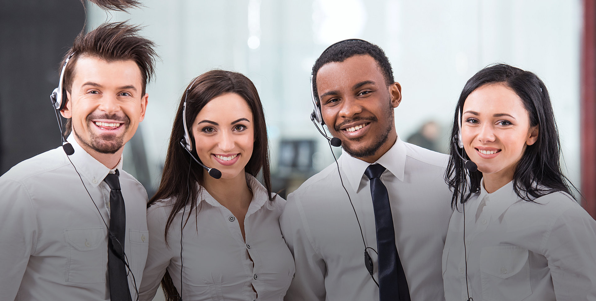 group of sales agent smiling